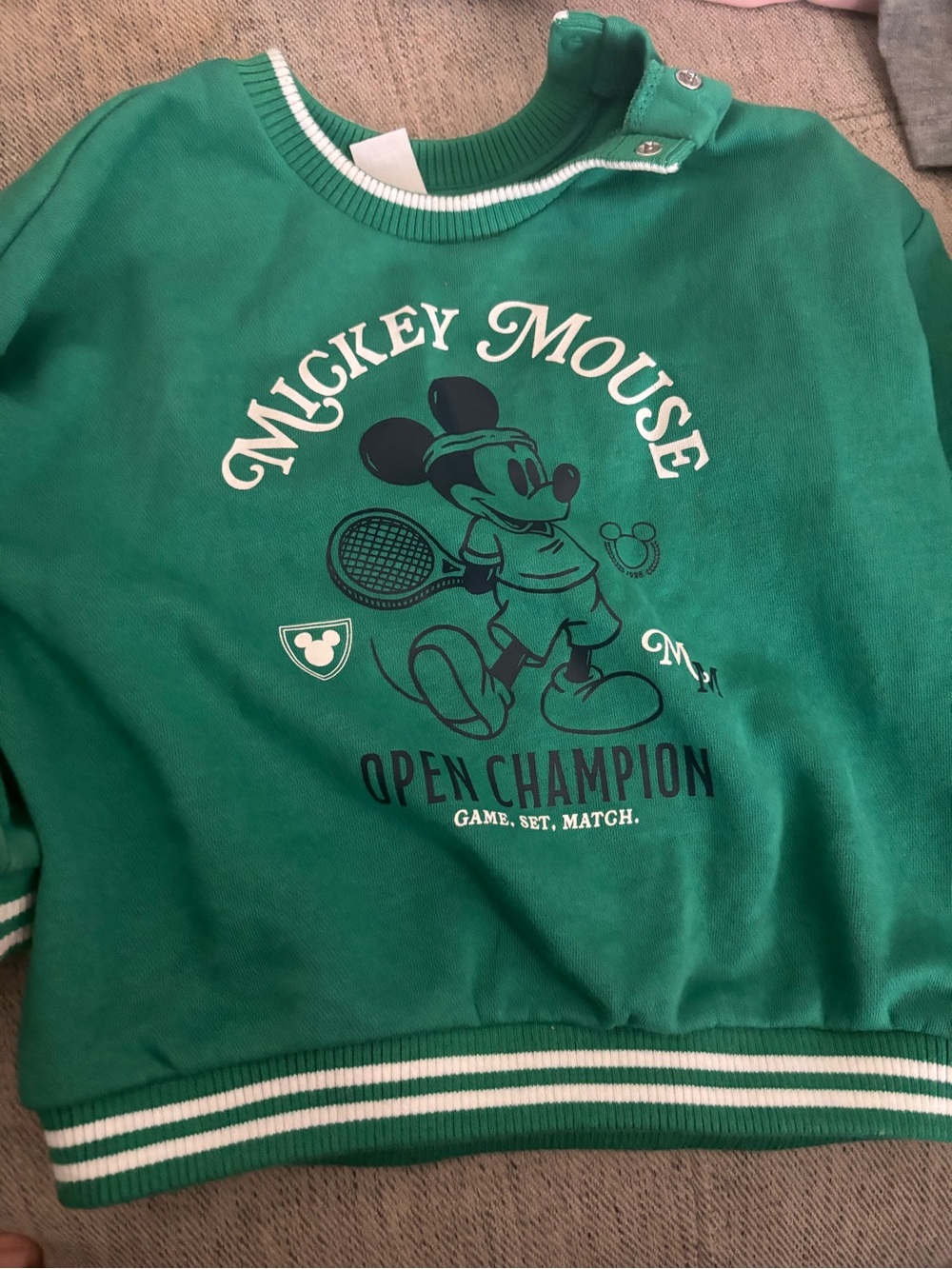H&M Green Mickey Mouse Tennis Sweatshirt